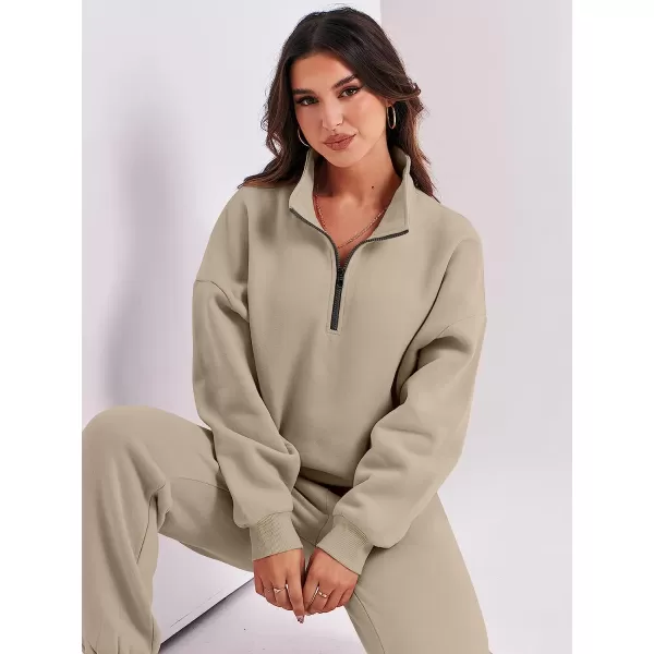 imageANRABESS Womens Oversized Long Sleeve Lounge Sets Casual Top and Pants 2 Piece Outfits Sweatsuit with Pockets08brown