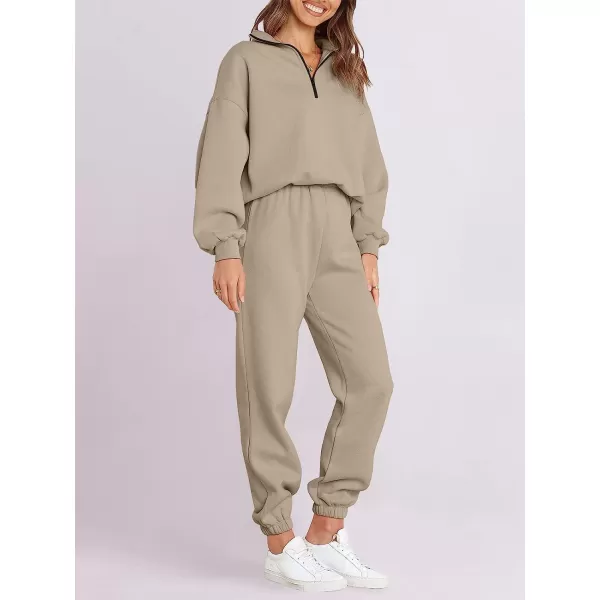 imageANRABESS Womens Oversized Long Sleeve Lounge Sets Casual Top and Pants 2 Piece Outfits Sweatsuit with Pockets08brown