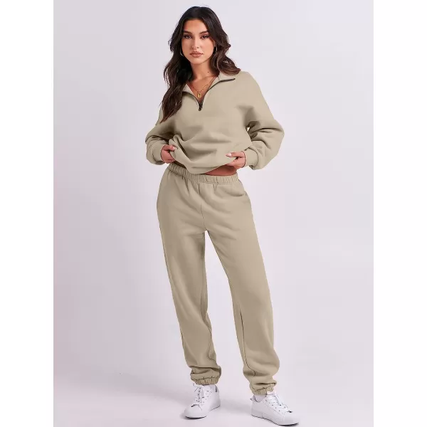 imageANRABESS Womens Oversized Long Sleeve Lounge Sets Casual Top and Pants 2 Piece Outfits Sweatsuit with Pockets08brown