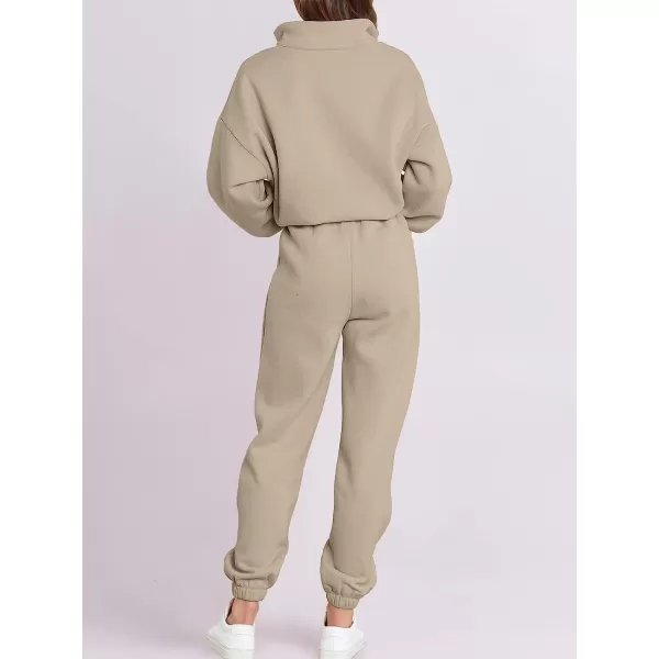 imageANRABESS Womens Oversized Long Sleeve Lounge Sets Casual Top and Pants 2 Piece Outfits Sweatsuit with Pockets08brown