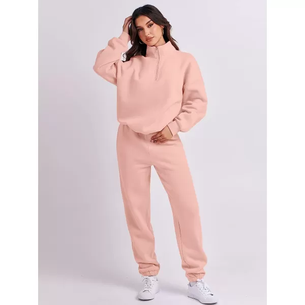 imageANRABESS Womens Oversized Long Sleeve Lounge Sets Casual Top and Pants 2 Piece Outfits Sweatsuit with Pockets09pink2