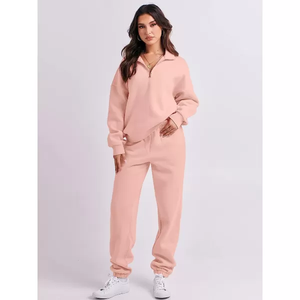 imageANRABESS Womens Oversized Long Sleeve Lounge Sets Casual Top and Pants 2 Piece Outfits Sweatsuit with Pockets09pink2