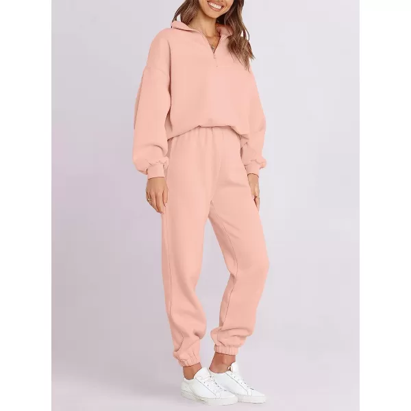 imageANRABESS Womens Oversized Long Sleeve Lounge Sets Casual Top and Pants 2 Piece Outfits Sweatsuit with Pockets09pink2
