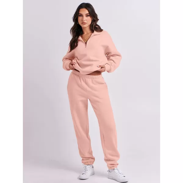 imageANRABESS Womens Oversized Long Sleeve Lounge Sets Casual Top and Pants 2 Piece Outfits Sweatsuit with Pockets09pink2