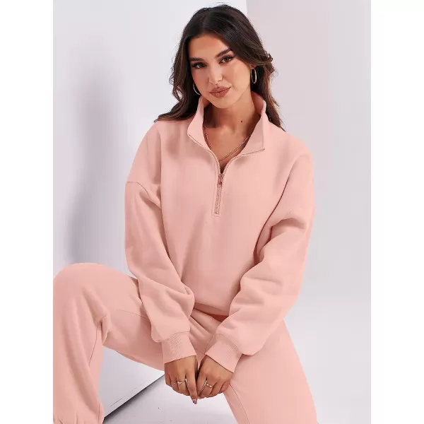 imageANRABESS Womens Oversized Long Sleeve Lounge Sets Casual Top and Pants 2 Piece Outfits Sweatsuit with Pockets09pink2