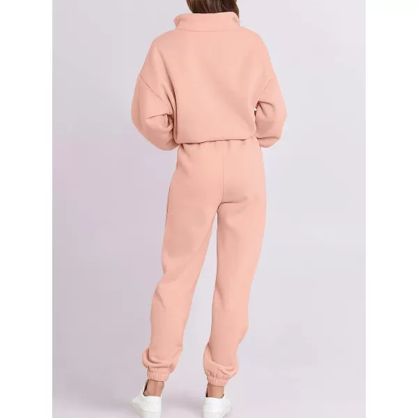 imageANRABESS Womens Oversized Long Sleeve Lounge Sets Casual Top and Pants 2 Piece Outfits Sweatsuit with Pockets09pink2