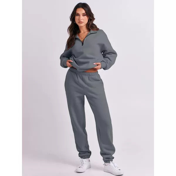 imageANRABESS Womens Oversized Long Sleeve Lounge Sets Casual Top and Pants 2 Piece Outfits Sweatsuit with Pockets10grey2