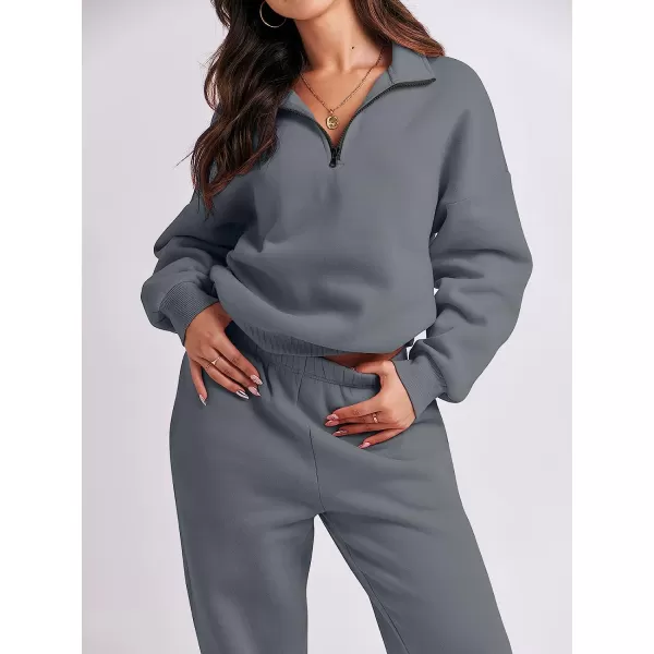 imageANRABESS Womens Oversized Long Sleeve Lounge Sets Casual Top and Pants 2 Piece Outfits Sweatsuit with Pockets10grey2