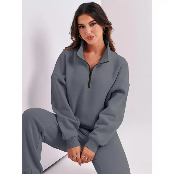 imageANRABESS Womens Oversized Long Sleeve Lounge Sets Casual Top and Pants 2 Piece Outfits Sweatsuit with Pockets10grey2