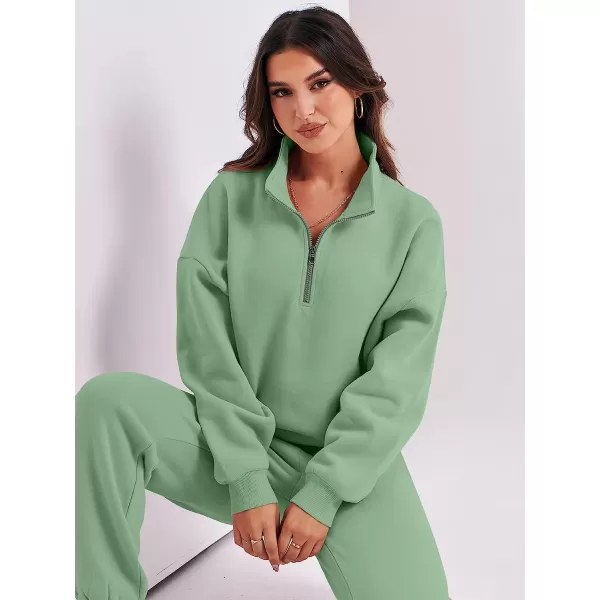imageANRABESS Womens Oversized Long Sleeve Lounge Sets Casual Top and Pants 2 Piece Outfits Sweatsuit with Pockets11greygreen