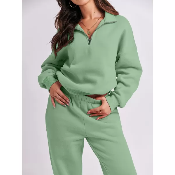 imageANRABESS Womens Oversized Long Sleeve Lounge Sets Casual Top and Pants 2 Piece Outfits Sweatsuit with Pockets11greygreen