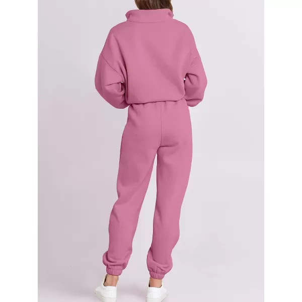 imageANRABESS Womens Oversized Long Sleeve Lounge Sets Casual Top and Pants 2 Piece Outfits Sweatsuit with Pockets12rose