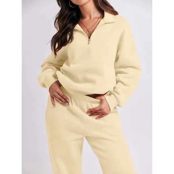 imageANRABESS Womens Oversized Long Sleeve Lounge Sets Casual Top and Pants 2 Piece Outfits Sweatsuit with Pockets13apricot2