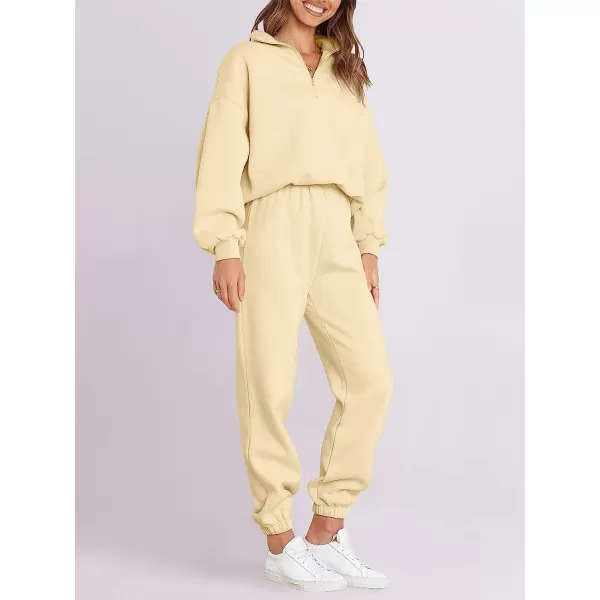 imageANRABESS Womens Oversized Long Sleeve Lounge Sets Casual Top and Pants 2 Piece Outfits Sweatsuit with Pockets13apricot2