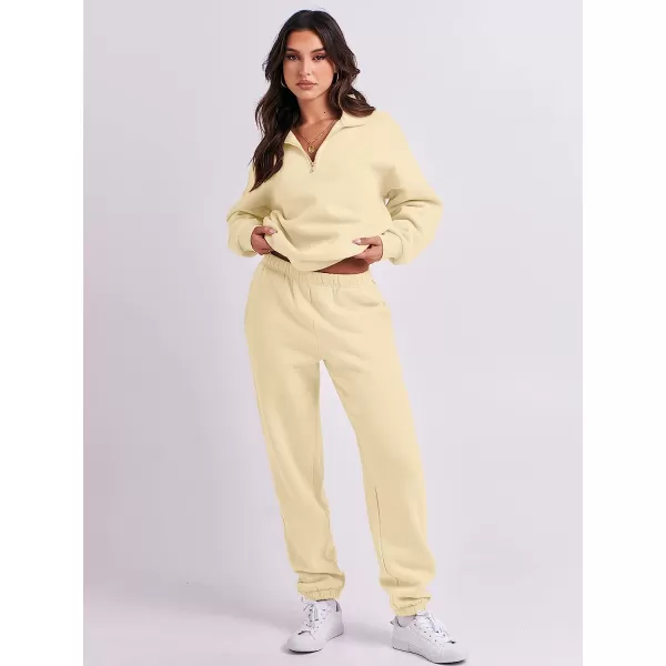 imageANRABESS Womens Oversized Long Sleeve Lounge Sets Casual Top and Pants 2 Piece Outfits Sweatsuit with Pockets13apricot2