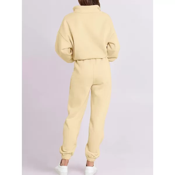 imageANRABESS Womens Oversized Long Sleeve Lounge Sets Casual Top and Pants 2 Piece Outfits Sweatsuit with Pockets13apricot2