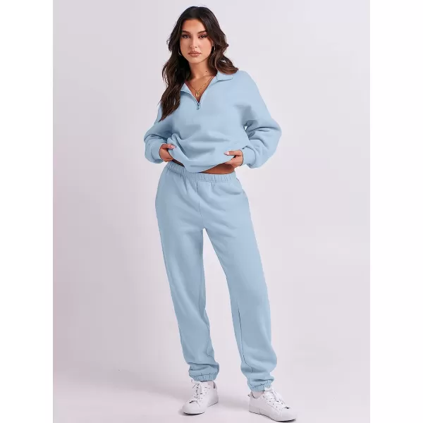 imageANRABESS Womens Oversized Long Sleeve Lounge Sets Casual Top and Pants 2 Piece Outfits Sweatsuit with Pockets14light Blue