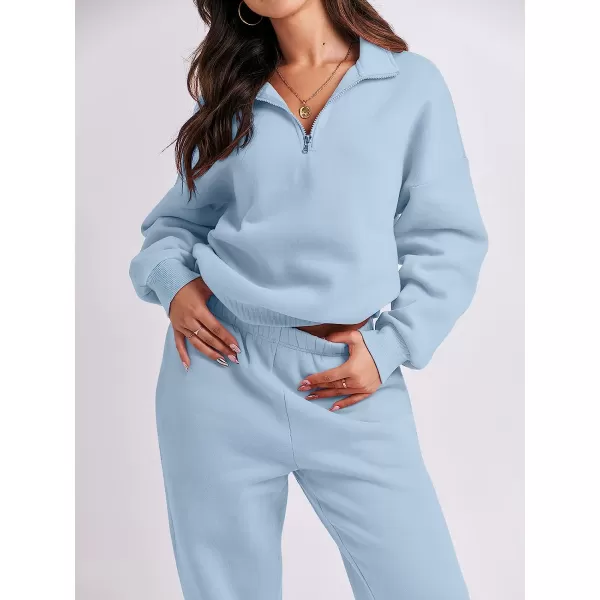 imageANRABESS Womens Oversized Long Sleeve Lounge Sets Casual Top and Pants 2 Piece Outfits Sweatsuit with Pockets14light Blue
