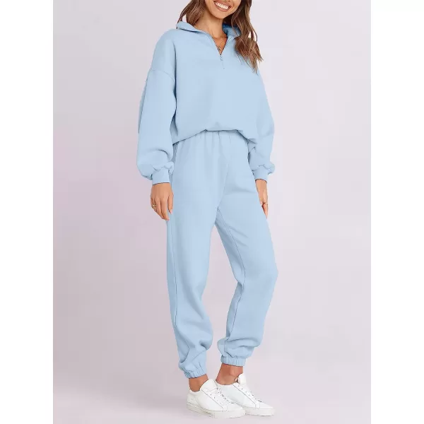 imageANRABESS Womens Oversized Long Sleeve Lounge Sets Casual Top and Pants 2 Piece Outfits Sweatsuit with Pockets14light Blue