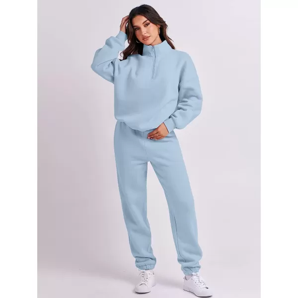 imageANRABESS Womens Oversized Long Sleeve Lounge Sets Casual Top and Pants 2 Piece Outfits Sweatsuit with Pockets14light Blue