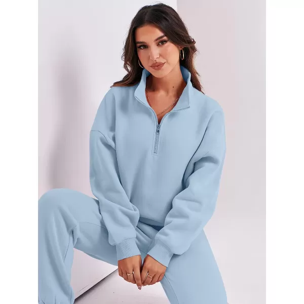 imageANRABESS Womens Oversized Long Sleeve Lounge Sets Casual Top and Pants 2 Piece Outfits Sweatsuit with Pockets14light Blue