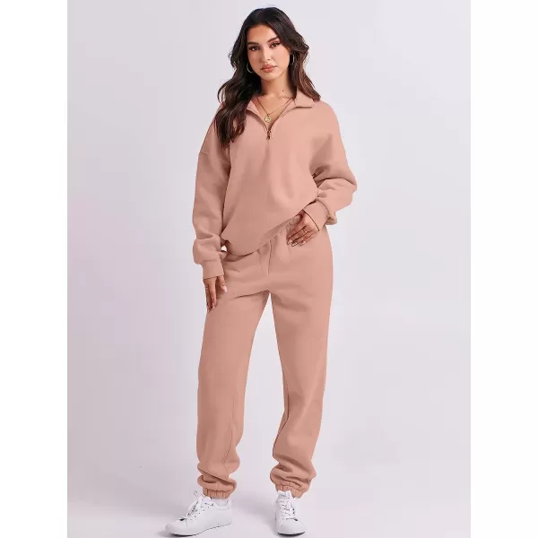 imageANRABESS Womens Oversized Long Sleeve Lounge Sets Casual Top and Pants 2 Piece Outfits Sweatsuit with Pockets16rust