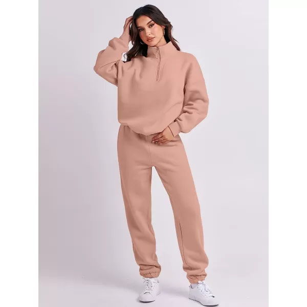 imageANRABESS Womens Oversized Long Sleeve Lounge Sets Casual Top and Pants 2 Piece Outfits Sweatsuit with Pockets16rust