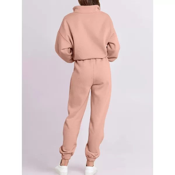imageANRABESS Womens Oversized Long Sleeve Lounge Sets Casual Top and Pants 2 Piece Outfits Sweatsuit with Pockets16rust