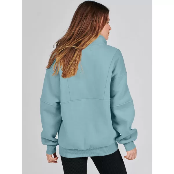 imageANRABESS Womens Oversized Quarter Zip Sweatshirt Long Sleeve Drop Shoulder Pullover Fleece Half Zip Hoodie Fall ClothesLake
