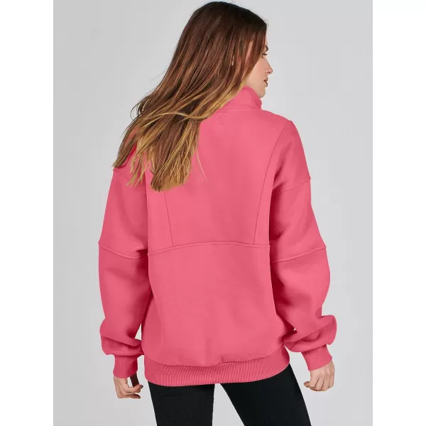 imageANRABESS Womens Oversized Quarter Zip Sweatshirt Long Sleeve Drop Shoulder Pullover Fleece Half Zip Hoodie Fall ClothesPeach
