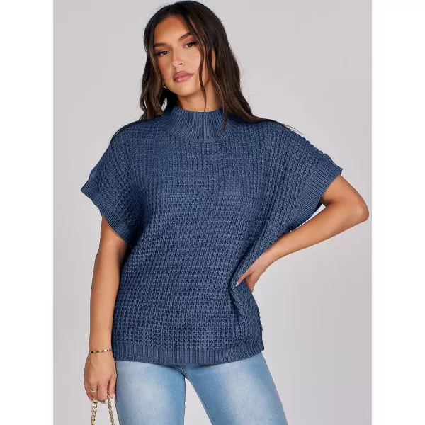 imageANRABESS Womens Oversized Short Batwing Sleeve Mock Neck Sweater Vest 2024 Spring Sleeveless Sweaters Knit Pullover TopsDeep Blue