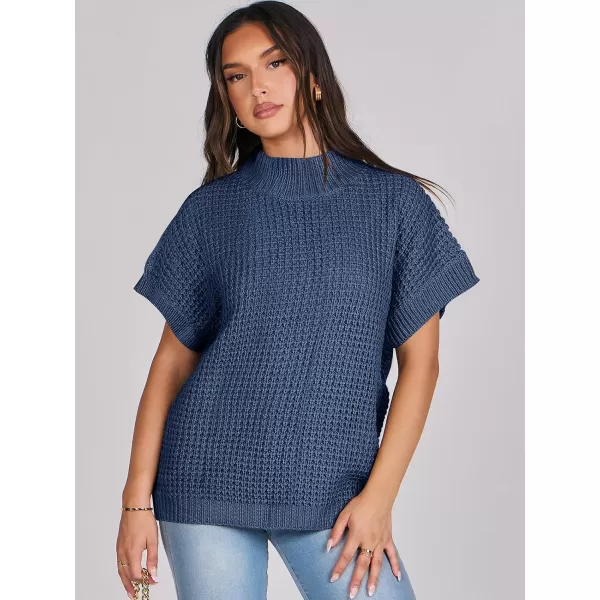 imageANRABESS Womens Oversized Short Batwing Sleeve Mock Neck Sweater Vest 2024 Spring Sleeveless Sweaters Knit Pullover TopsDeep Blue