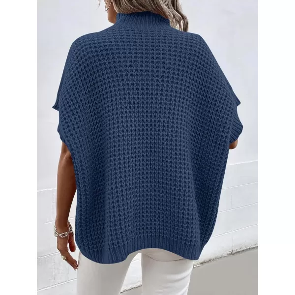 imageANRABESS Womens Oversized Short Batwing Sleeve Mock Neck Sweater Vest 2024 Spring Sleeveless Sweaters Knit Pullover TopsDeep Blue