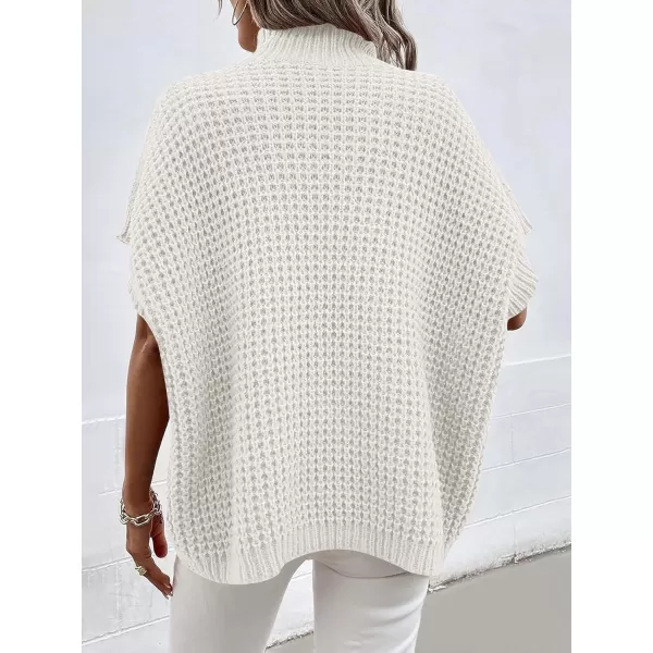 imageANRABESS Womens Oversized Short Batwing Sleeve Mock Neck Sweater Vest 2024 Spring Sleeveless Sweaters Knit Pullover TopsWhite