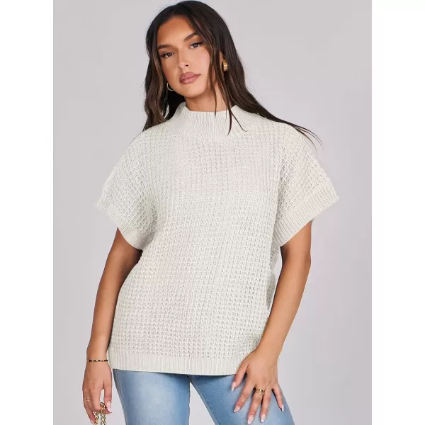 imageANRABESS Womens Oversized Short Batwing Sleeve Mock Neck Sweater Vest 2024 Spring Sleeveless Sweaters Knit Pullover TopsWhite