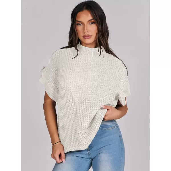 imageANRABESS Womens Oversized Short Batwing Sleeve Mock Neck Sweater Vest 2024 Spring Sleeveless Sweaters Knit Pullover TopsWhite