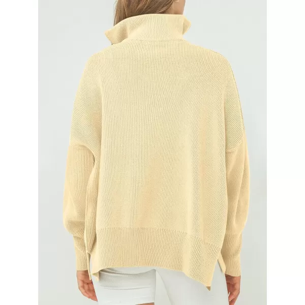 imageANRABESS Womens Oversized Sweater 2023 Fall Long Sleeve Quarter Zipper Collar Drop Shoulder Slouchy Pullover TopsApricot