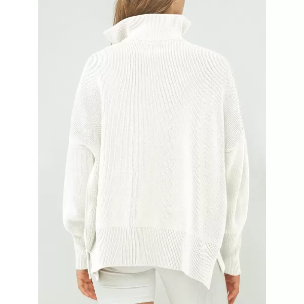 imageANRABESS Womens Oversized Sweater 2023 Fall Long Sleeve Quarter Zipper Collar Drop Shoulder Slouchy Pullover TopsWhite
