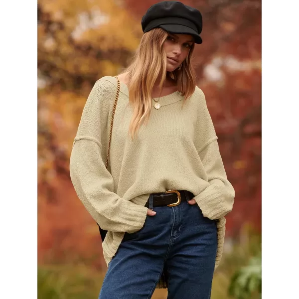 imageANRABESS Womens Oversized Sweater Casual Off Shoulder Scoop Neck Batwing Sleeve Knit 2023 Trendy Pullover Tunic TopsBeige