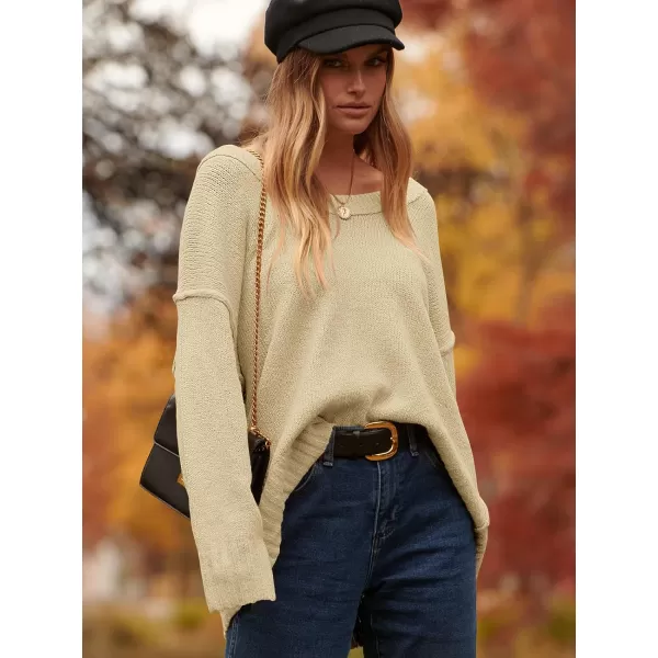 imageANRABESS Womens Oversized Sweater Casual Off Shoulder Scoop Neck Batwing Sleeve Knit 2023 Trendy Pullover Tunic TopsBeige