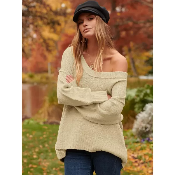 imageANRABESS Womens Oversized Sweater Casual Off Shoulder Scoop Neck Batwing Sleeve Knit 2023 Trendy Pullover Tunic TopsBeige