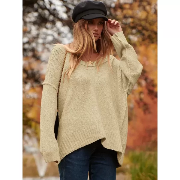 imageANRABESS Womens Oversized Sweater Casual Off Shoulder Scoop Neck Batwing Sleeve Knit 2023 Trendy Pullover Tunic TopsBeige