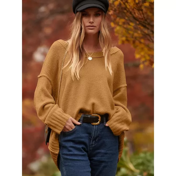 imageANRABESS Womens Oversized Sweater Casual Off Shoulder Scoop Neck Batwing Sleeve Knit 2023 Trendy Pullover Tunic TopsCamel