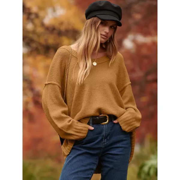 imageANRABESS Womens Oversized Sweater Casual Off Shoulder Scoop Neck Batwing Sleeve Knit 2023 Trendy Pullover Tunic TopsCamel