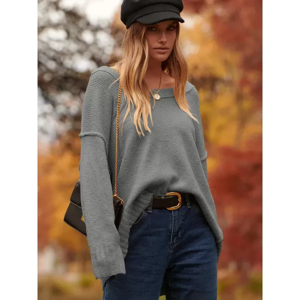 imageANRABESS Womens Oversized Sweater Casual Off Shoulder Scoop Neck Batwing Sleeve Knit 2023 Trendy Pullover Tunic TopsDark Gray
