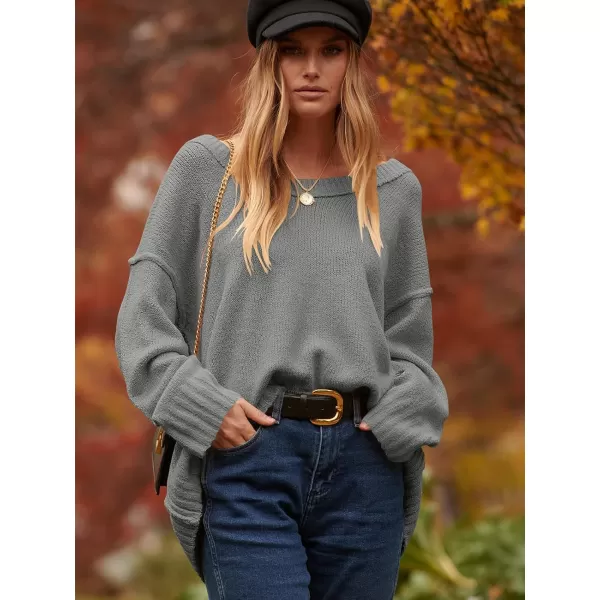 imageANRABESS Womens Oversized Sweater Casual Off Shoulder Scoop Neck Batwing Sleeve Knit 2023 Trendy Pullover Tunic TopsDark Gray