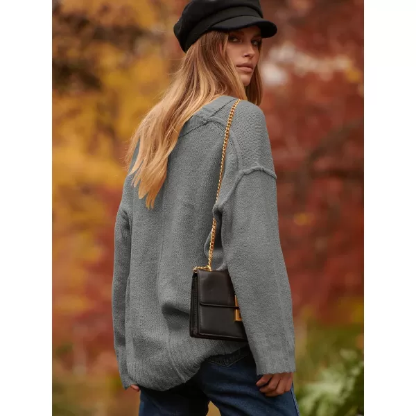 imageANRABESS Womens Oversized Sweater Casual Off Shoulder Scoop Neck Batwing Sleeve Knit 2023 Trendy Pullover Tunic TopsDark Gray