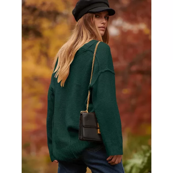 imageANRABESS Womens Oversized Sweater Casual Off Shoulder Scoop Neck Batwing Sleeve Knit 2023 Trendy Pullover Tunic TopsDark Green