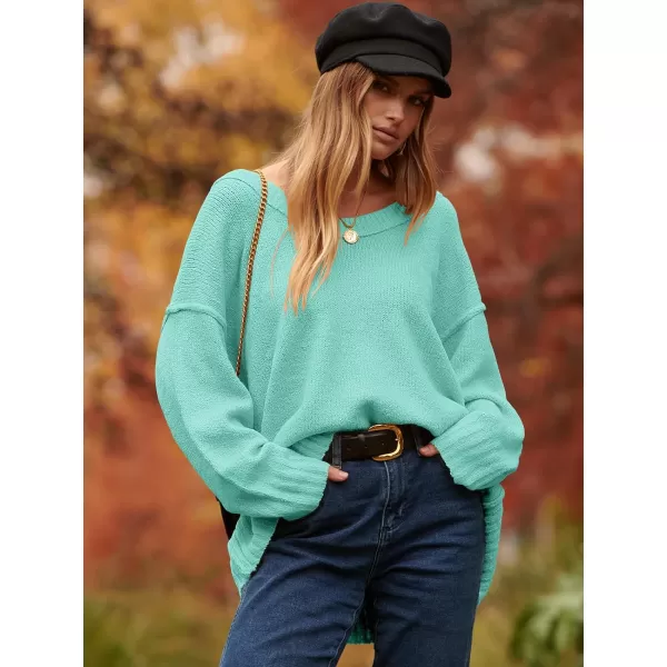 imageANRABESS Womens Oversized Sweater Casual Off Shoulder Scoop Neck Batwing Sleeve Knit 2023 Trendy Pullover Tunic TopsLight Blue