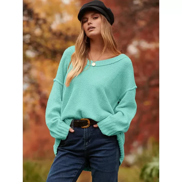 imageANRABESS Womens Oversized Sweater Casual Off Shoulder Scoop Neck Batwing Sleeve Knit 2023 Trendy Pullover Tunic TopsLight Blue